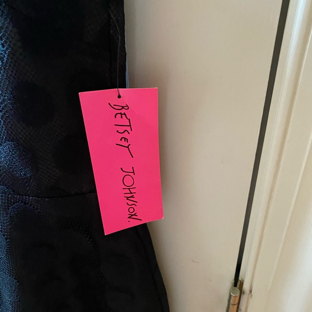 Betsey Johnson Black Mesh Polka Dot Mini Dress - Picture 5 of 8